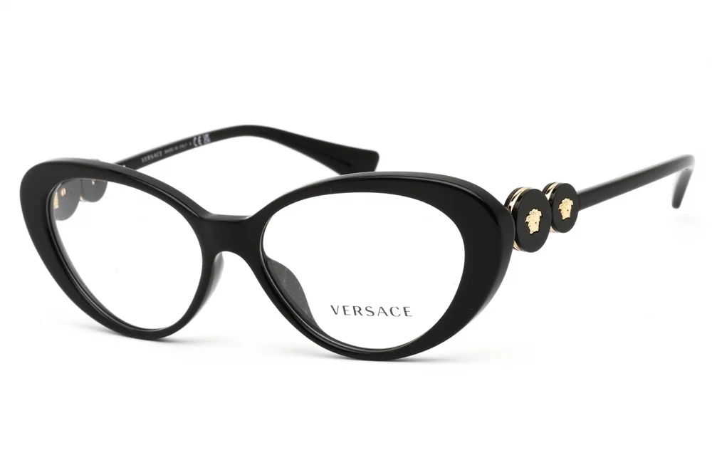 NWT Versace VE3331U-U55 Black Cat-Eye 55mm Glasses